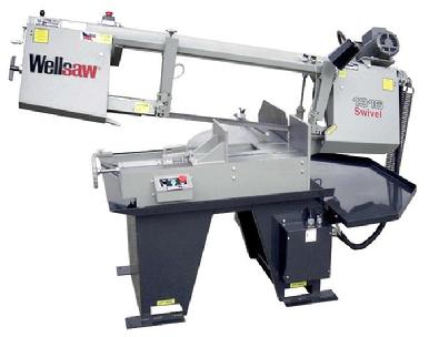 Miter head bandsaw with extended capacity 13" x 18" at 90 degrees,  13" x 18" at 45 degrees,  13" x 14.5" at 60 degrees.