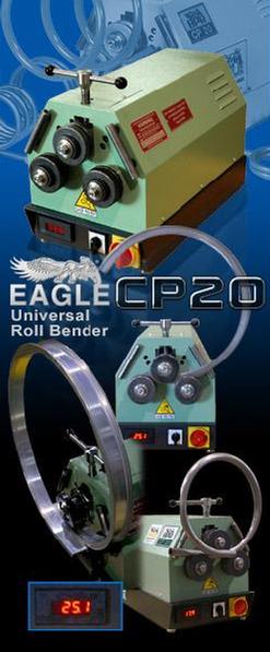 EAGLE CP20 VERSATILE & PORTABLE, THIS BENCH TOP THREE ROLL UNIVERSAL BENDER ALLOWS YOU TO ROLL 1/2" PIPE - 1-1/2" ANGLE - 3/4" SQUARE TUBE - 1-3/4" FLATS & MORE!